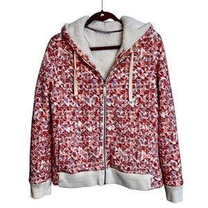 Fat Face Womens Hoodie XL Sherpa Lining Pockets Winter Sweater Multicolour Ski